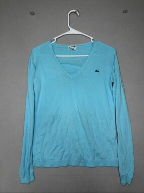 Lacoste Light Blue V-Neck Sweater Top